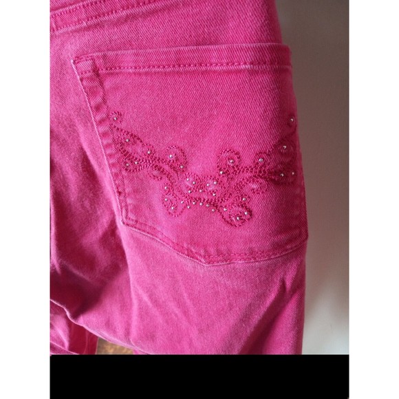 Riders By Lee Crop Capri Jeans Women's Dark Pink Embellished Pockets Sz Petite 4 - Picture 8 of 16